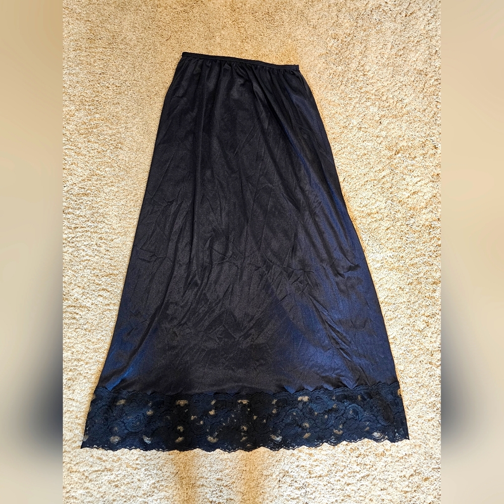 Vintage Black Slip with Lace Size Small